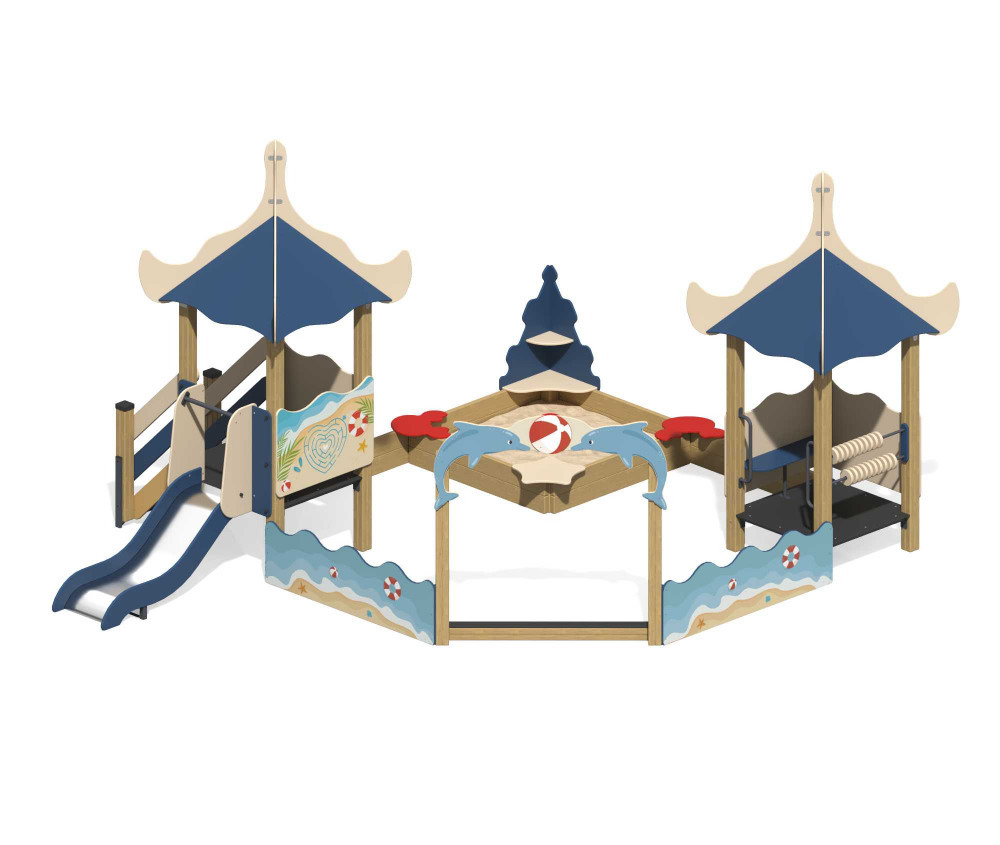 Песочный дворик "Коралл" с горкой